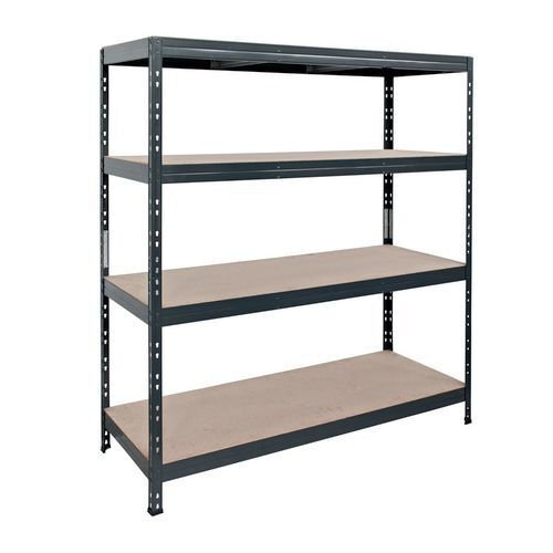Painted steel rivet shelving