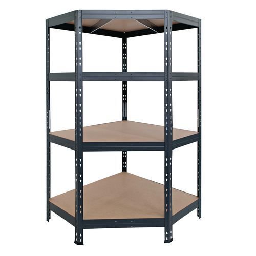 Painted steel rivet corner shelving