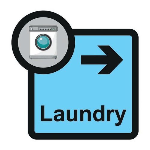 Assisted Living Sign: Laundry  Arrow Right - S/A Fmx (305 X 310mm)