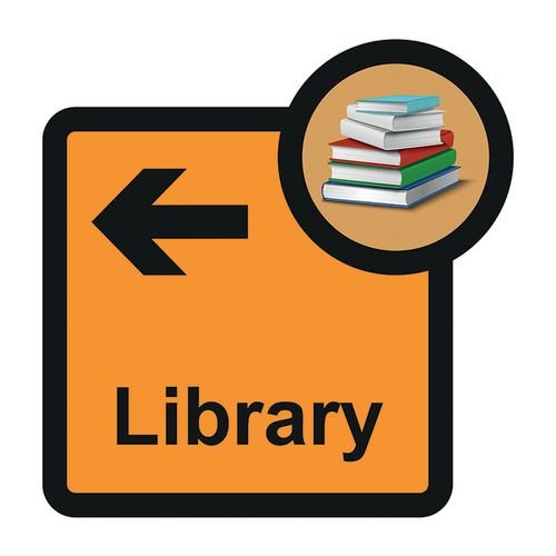 Assisted Living Sign: Library  Arrow Left - S/A Fmx (305 X 310mm)