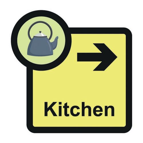 Assisted Living Sign: Kitchen  Arrow Right - S/A Fmx (305 X 310mm)