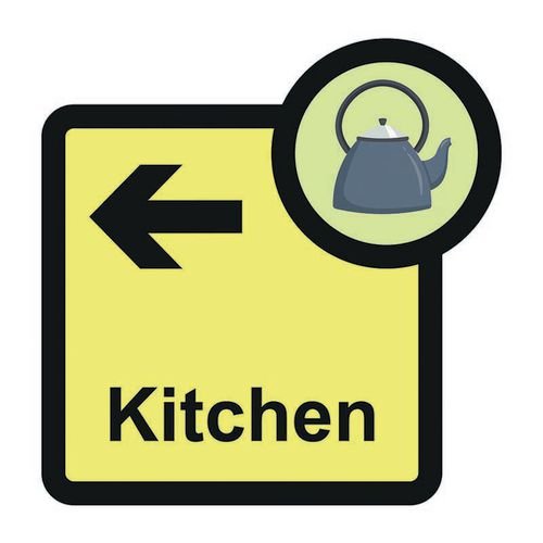 Assisted Living Sign: Kitchen  Arrow Left - S/A Fmx (305 X 310mm)