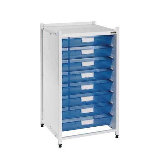 Single medical storage unit with trays