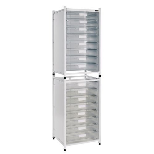 Double medical storage units with trays