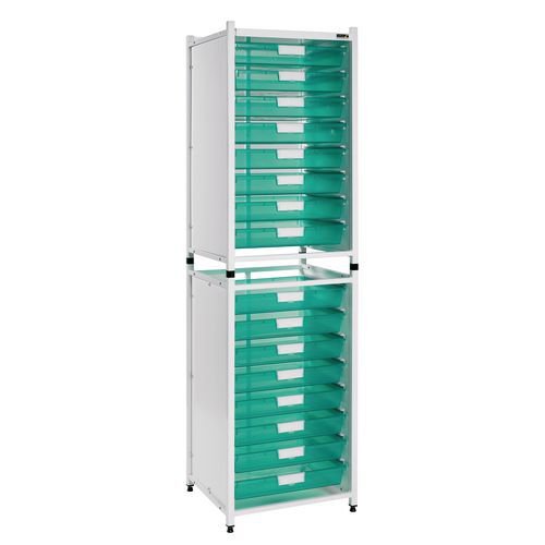 Double medical storage units with trays
