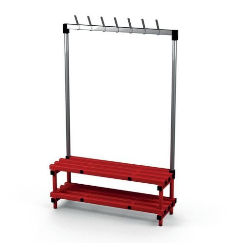 Single Bench With  Hooks - Red 7 Hooks