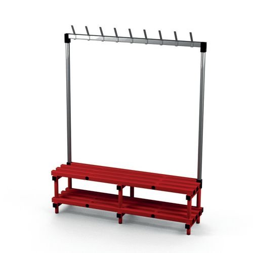 Single Bench With  Hooks - Red 9 Hooks
