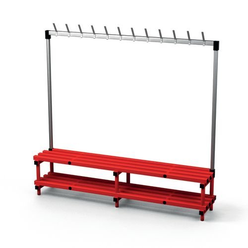 Single Bench With  Hooks - Red 12 Hooks