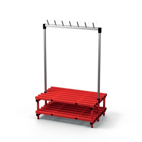 Double Bench With  Hooks - Red 14 Hooks
