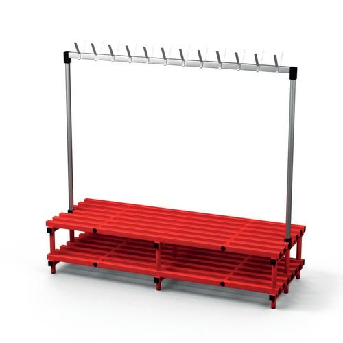 Double Bench With  Hooks - Red 24 Hooks