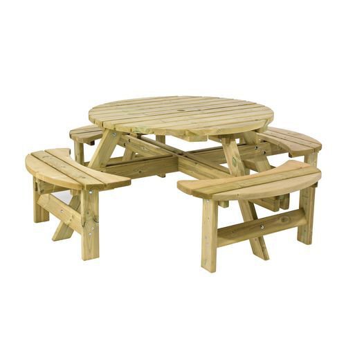 Pressure treated round picnic table