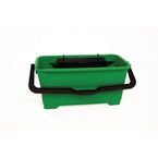 Green Bucket with Unger Sieve (for Holding Washers)and Squeegee Holder. Solution Capacity 28 Litres