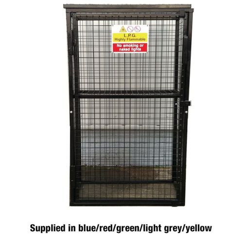 Gas Cylinder Cage, Includes 1 Shelf - Max Capacity Upto 4 X 19Kg H1700 X W1000 X D500 - Powder Coated Light Grey