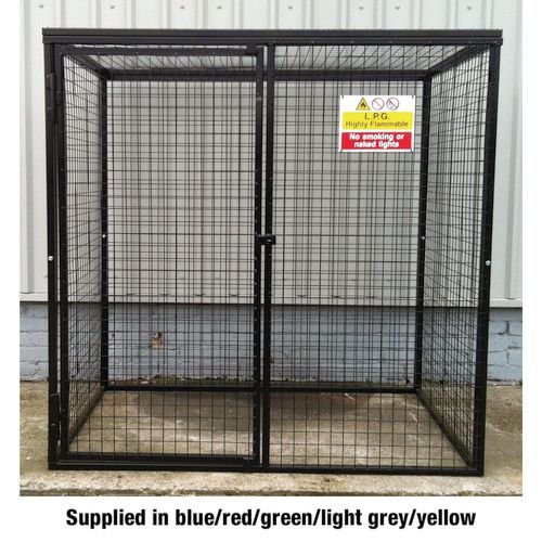 Gas Cylinder Cage - Max Capacity Upto 15 X 47Kg H1800 X W1800 X D1200 - Powder Coated Light Grey