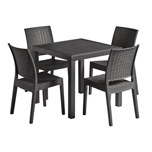 Rattan Effect Florida Dining Set No Arms