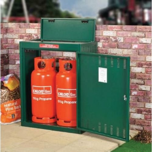 Asgas 2 X 19Kg Solid Gas Cylinder  Cabinet - H1016 X W813 X D483mm Green