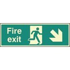 Fire Exit - Down and Right- Photoluminescent Safety Sign