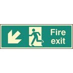 Fire Exit - Down and Left- Photoluminescent Safety Sign