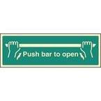 Push Bar to Open -photoluminescent Safety Sign