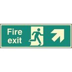 Fire Exit - Up and Right- Photoluminescent Safety Sign