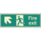 Fire Exit - Up and Left- Photoluminescent Safety Sign