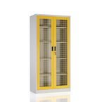 Metal Grey Cupboard with Yellowmesh Doors and 4 Adjustable Shelves