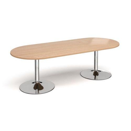 Modular boardroom meeting room table with trumpet base - Rectangular with radial end