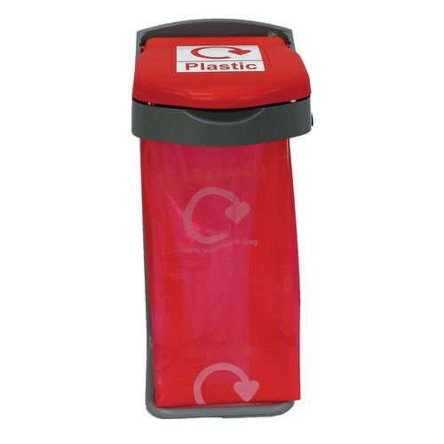 Freestanding Sack Holder  With Red Lid For Plastic