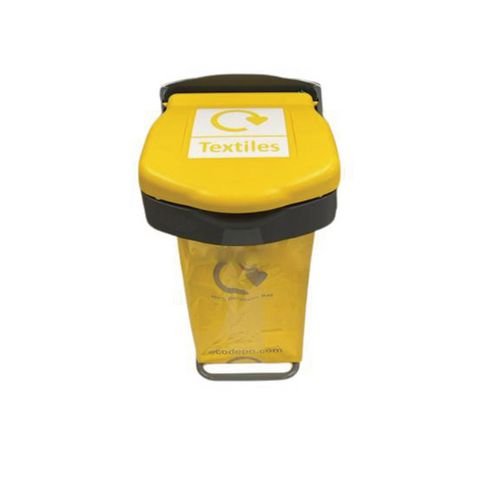 Freestanding Sack Holder  With Yellow Lid For Textiles