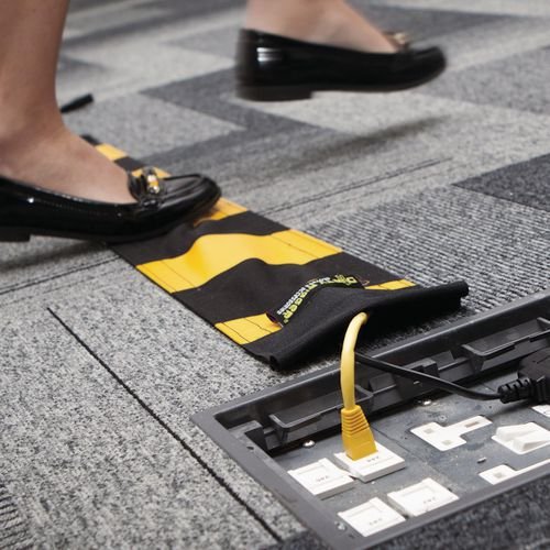Cable Protector For Carpets,  Re-Usable, Yellow/Black With Bag 14Cmx1M