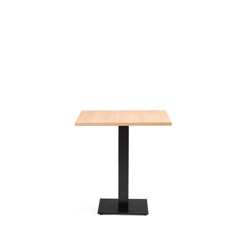 Black Cast Metal Dining  Base And 700mm Square Oak Mfc Top