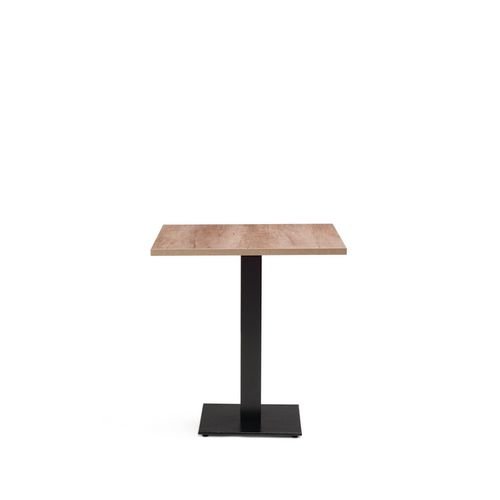 Black Cast Metal Dining  And 700mm Square Grey Nebraska Oak Mfc Top