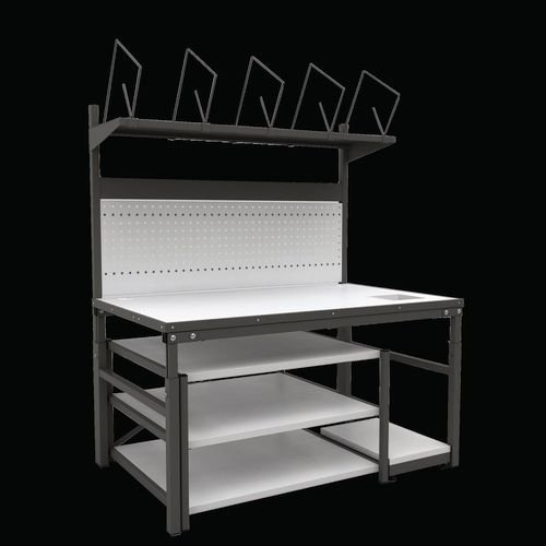 Adjustable Height Packing  Bench With Movable Shelves