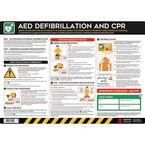 Safety Poster : Aed Defibrillationand Cpr - Pvc Poster (594 X 420 Mm)