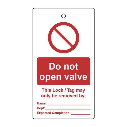 Lockout Tags - Do Not  Open Valve (Single Sided 10 Pack)