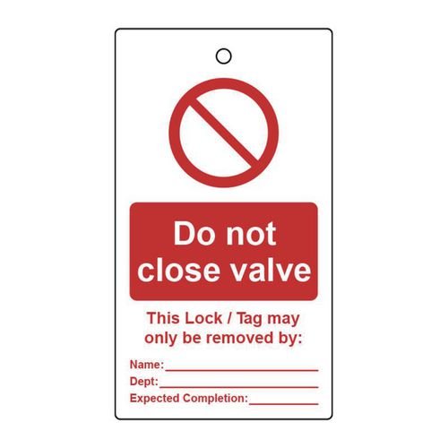 Lockout Tags - Do Not  Close Valve (Single Sided 10 Pack)