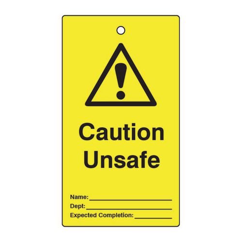 Lockout Tags - Caution  Unsafe (Single Sided 10 Pack)