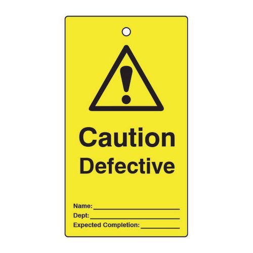Lockout Tags - Caution  Defective (Single Sided 10 Pack)