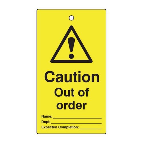 Lockout Tags - Caution  Out Of Order (Single Sided 10 Pack)