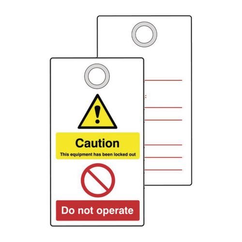 Lockout Tag With Eyelet-  Caution (Double Sided, Pack Of 10)