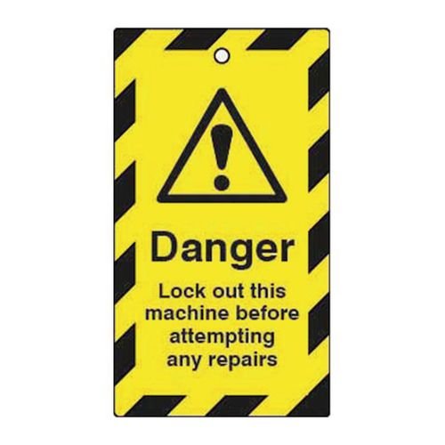 Lockout Tags - Danger Lock  Out This Machine... (Double Sided 10 Pack)