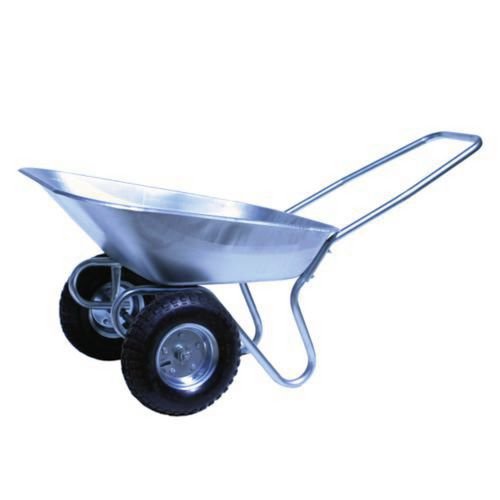 Twin Wheel Tipping Barrow, Steel Pan, Pneumatic Tyred, 65L