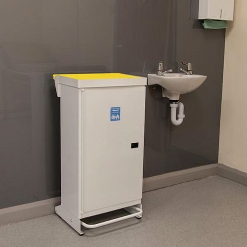 80 Litre Front Opening Eco Sackholder  Complete With A Yellow  Silent Closing Lid