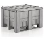 Industrial Pallet Box with 3 Runners Light Grey Box with Light Grey Lid