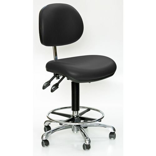 High Clean Room Chair With Lock Loading Castors, Black