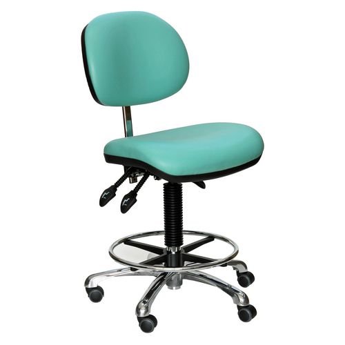 High Clean Room Chair With Lock Loading Castors, Sea Green