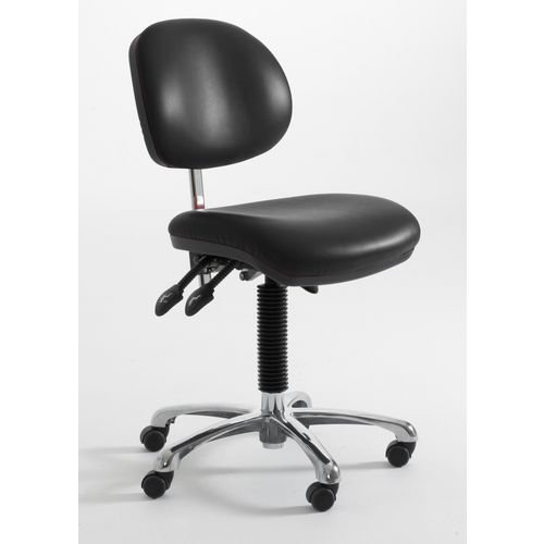 Low Clean Room Chair With Lock Loading Castors, Black