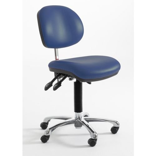 Low Clean Room Chair With  Lock Loading Castors, Sapphire