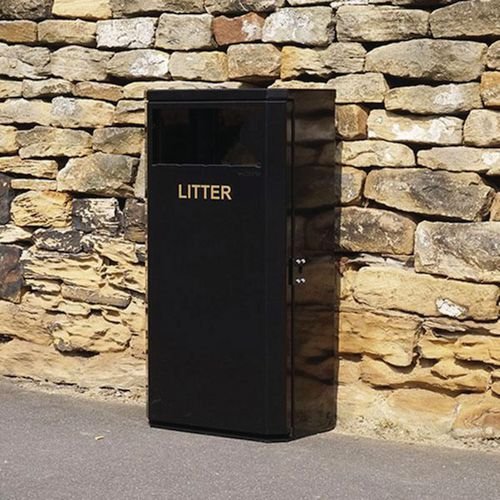 90 Litre Front Opening Galvanised Steel  Litter Bin Complete With 2 X Standard Aperrures.