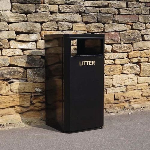 112 Litre Front Opening Galvanised  Steel Litter Bin Complete With 4 X Standard Apertures.